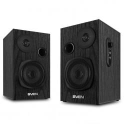 SVEN SPS-585 Black, 2.0 / 2x10W RMS, Headphone input, volume control, wooden, (3-+1-)